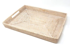 Bandeja Rattan Blanca 40x30x5cm - comprar online