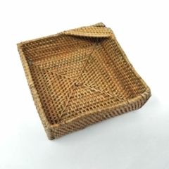 Bandeja servilletero rattan 12x4cm