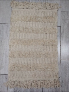 Alfombra franjas beige cruda con flecos 50x80cm en internet