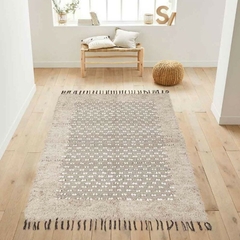 Alfombra handira combinada flecos negros 120x180cm - kazaru