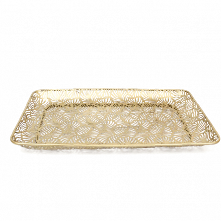 Bandeja metal dorada calada chica 26X42cm