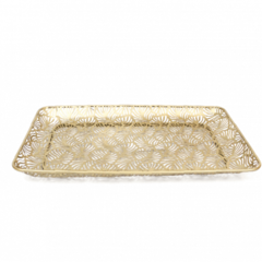Bandeja metal dorada calada grande 31X51cm