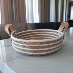 Cesto de Cuerdas combinado rayado circular 25x8cm