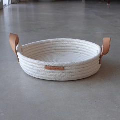 Cesto de Cuerdas circular color natural chica 26x6
