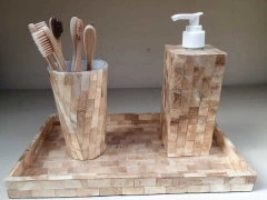 Bandeja de nacar con borde chica 22x10cm Comb Dorado y Blanco - comprar online