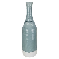 Florero botellon verde base blanca ceramica XL 60cm