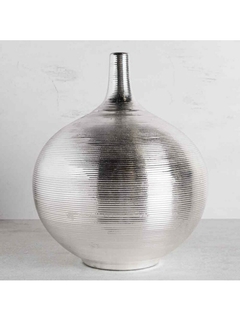 Florero Botellon Florero Plata Rayado 23x23cm industrial