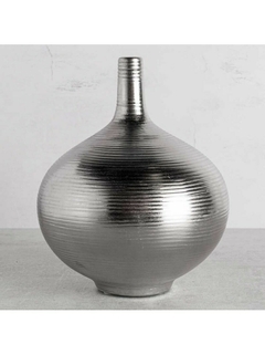 Florero Botellon Florero Plata Rayado 9x10cm industrial