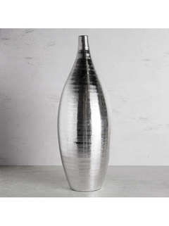 Florero Botellon Florero Plata Rayado 15x40cm industrial