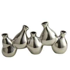 Adorno 5 Botellas Ceramica Plateado