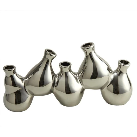 Adorno 5 Botellas Ceramica Plateado