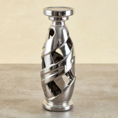 Candelabro ceramica plata 28cm - comprar online
