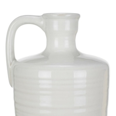 Vasija cantaro combinado blanco beige mediano con asa 25cm - comprar online