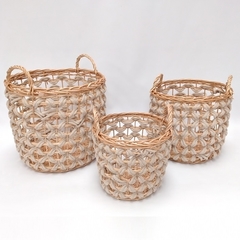 Canastos de Rattan trenzados con tela mediano 33cm