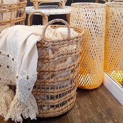 Canasto Banano Cónico rígido con manija calado chico 35x35 - comprar online