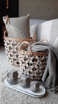 Canastos de Rattan trenzados con tela chico 27cm - kazaru