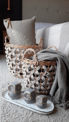 Canastos de Rattan trenzados con tela grande 40cm - kazaru