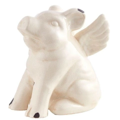 Chancho volador con alas blanco ceramica 22x15x23cm