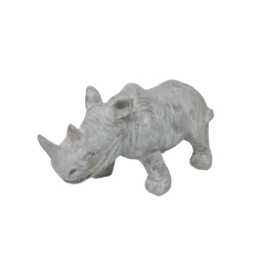 Rinoceronte de madera blanco wash adorno 25cm - kazaru
