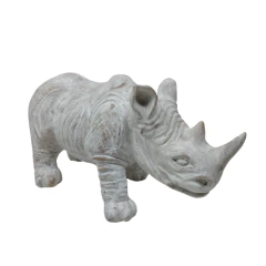 Rinoceronte de madera blanco wash adorno 25cm en internet