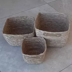 Imagen de Cesto Cruz cuadrado de yute grande 30x21cm