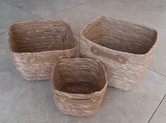 Imagen de Cesto Cruz cuadrado de yute chico 20x13cm