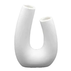Jarron Adorno U Blanco Cerámica