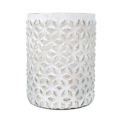 Portavela de Vidrio Blanco Plata Recto 17cm