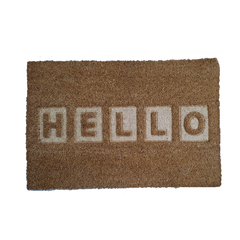 Felpudo Hello calado relieve 40x60cm Coco/Goma