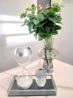 Flose florero de vidrio gris jarron 20cm - comprar online