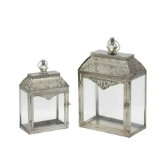 Farol Fanal Metalico con vidrio grande rectangular 40cm