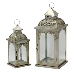 Farol Portavela Plata Viejo Cuadrado Grande