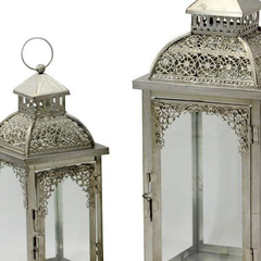 Farol Portavela Plata Viejo Cuadrado Chico - comprar online