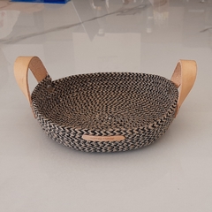 Cesto de Cuerdas circular marrón combinada 22x6cm