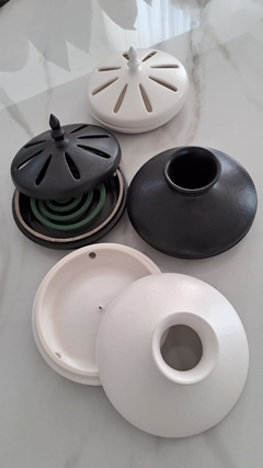 Porta espiral cerámica Chimenea negro 17x10cm - tienda online