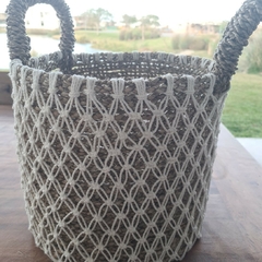 Canasto tejido crochet blanco chico 30cm - comprar online
