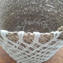 Imagen de Canasto tejido crochet blanco chico 30cm
