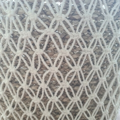 Canasto tejido crochet blanco chico 30cm - kazaru