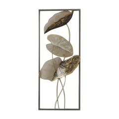 Friso decorativo adorno pared metal 3 hojas 61cm
