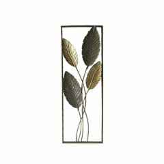 Friso decorativo adorno pared metal 4 hojas bronce 90cm