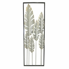 Friso decorativo adorno pared metal 6 hojas 90cm