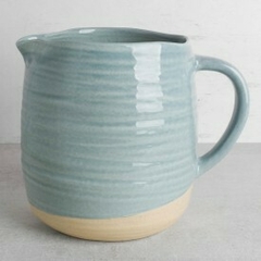 Jarra combinada turquesa beige con asa 22cm