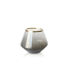 BECCA FLORERO CONICO GRIS BORDE DORADO