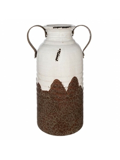 Jarron Oxido y Beige Con Asas Alto 12x25cm 57272