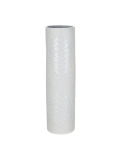 Jarrón florero cilindro blanco texturado 36cm