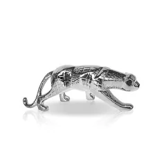 Imagen de Leopardo de Cerámica Plata 28X9cm