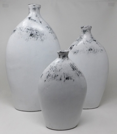 Set 3 Jarrones botellones oval 48m 38cm 29cm wash blanco altos
