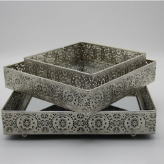 Set X3 Bandejas Cuadradas espejadas borde alto - comprar online