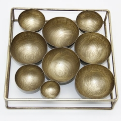 Adorno portavela metalico cuadrado cuencos