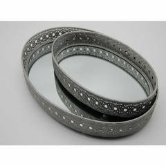Set X2 Bandejas Ovaladas espejadas borde alto plata opaco